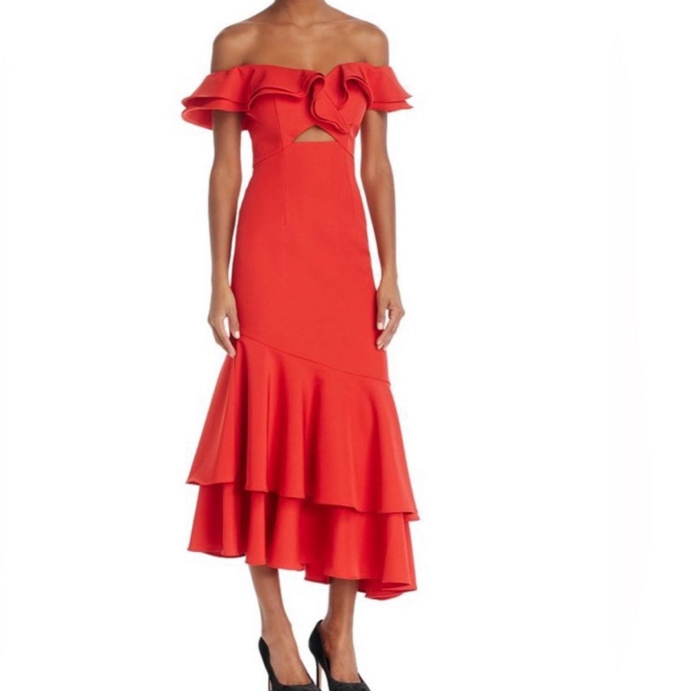 Chic Strapless Red Ruffle Dress